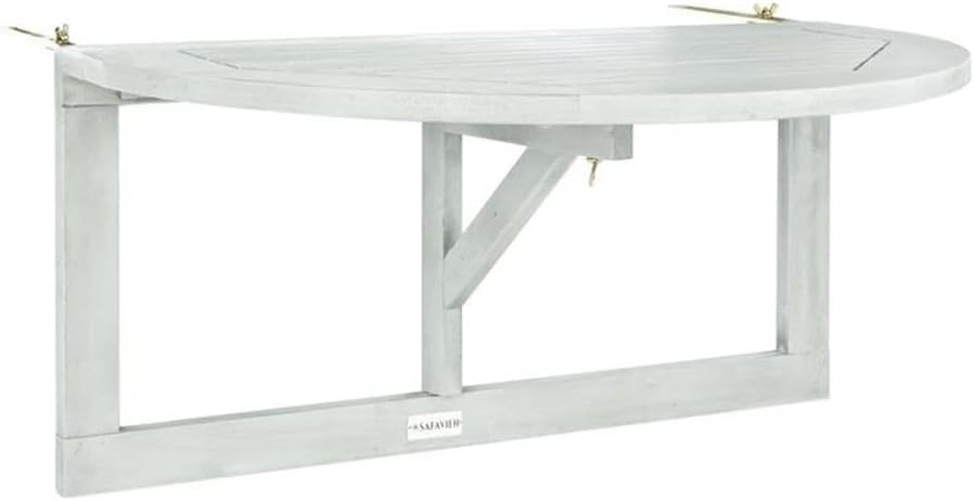 Safavieh PAT7045A Outdoor Collection Owens Natural teak wood Balcony Hanging Half Table