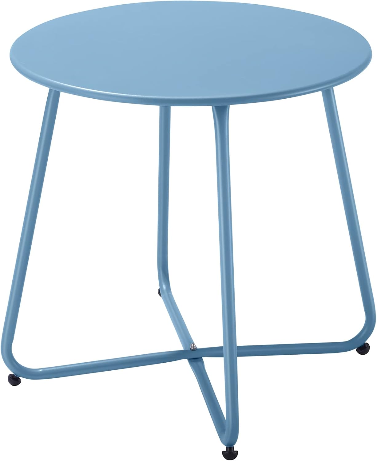 Outdoor Table Small Patio Side Table, Round Metal Side Table, Weatherproof, Portable, Outdoor End for Garden, Balcony, Yard (Black)