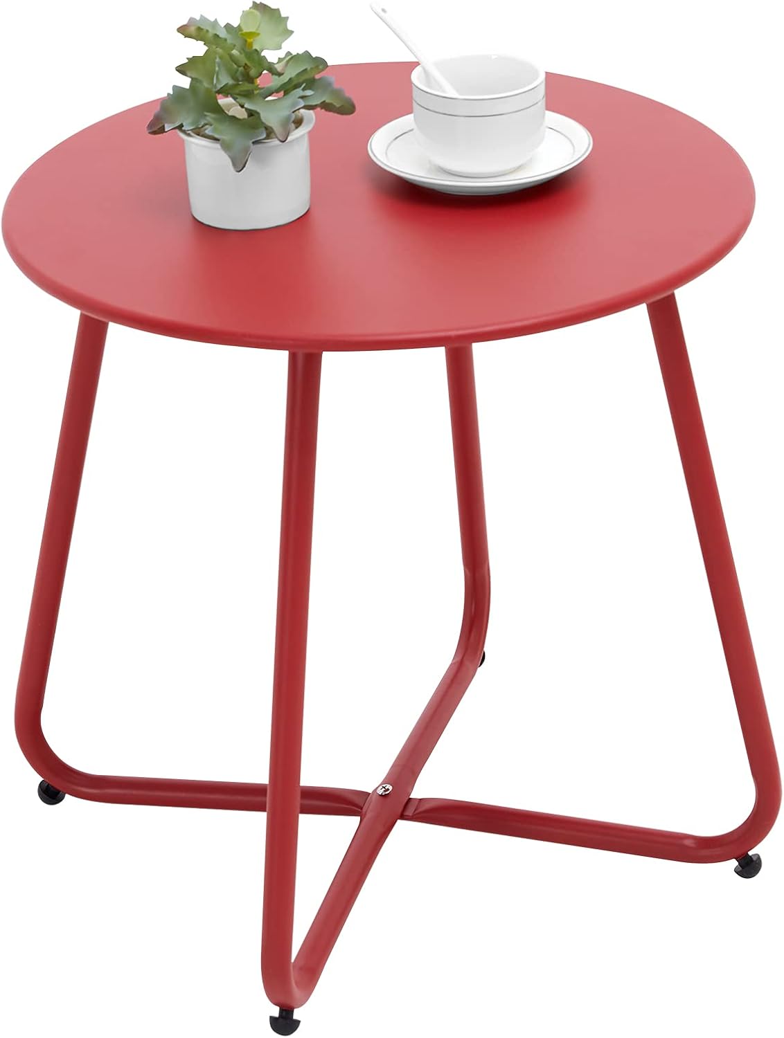 Outdoor Table Small Patio Side Table, Round Metal Side Table, Weatherproof, Portable, Outdoor End for Garden, Balcony, Yard (Black)