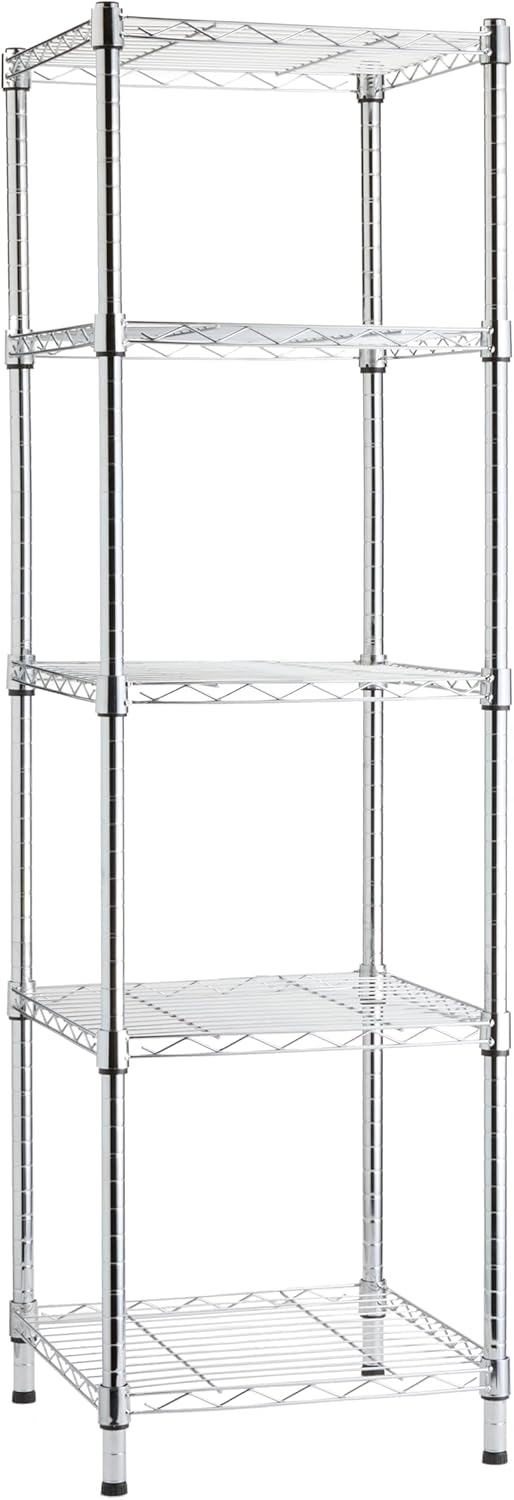 Amazon Basics 4-Shelf Steel Wire Storage Rack, Adjustable, Sturdy, Easy Assembly, 13.4 D x 23.2 W x 48 H in, Black