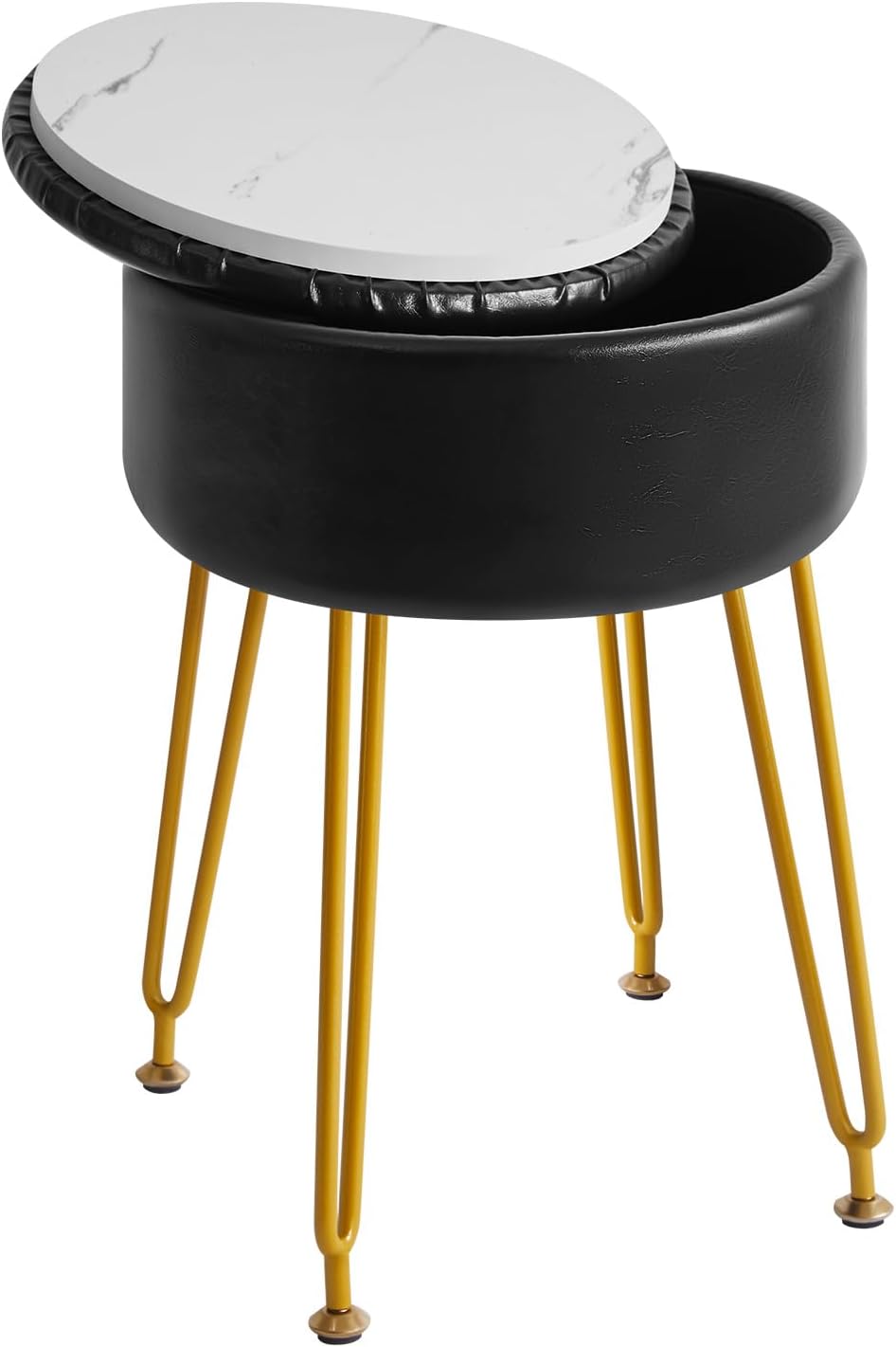 IBUYKE Velvet Round Footrest Ottoman, Makeup Vanity Stool Side Table, Velvet Dressing Table Seat, Pouf Couch Stool, Golden Steel Legs, Pink LG-30P