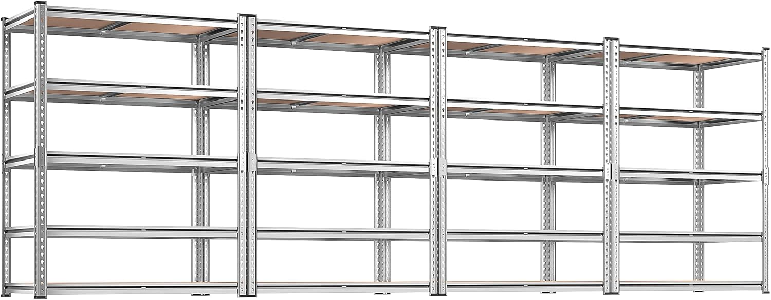 REIBII 2020LBS Storage Shelves 5 Tier Garage Shelving Heavy Duty, Adjustable Metal Shelving Unit, Garage Shelves for Basement, Warehouse, Pantry, Closet, Kitchen 72" H x 35.55" W x 16" D, Black