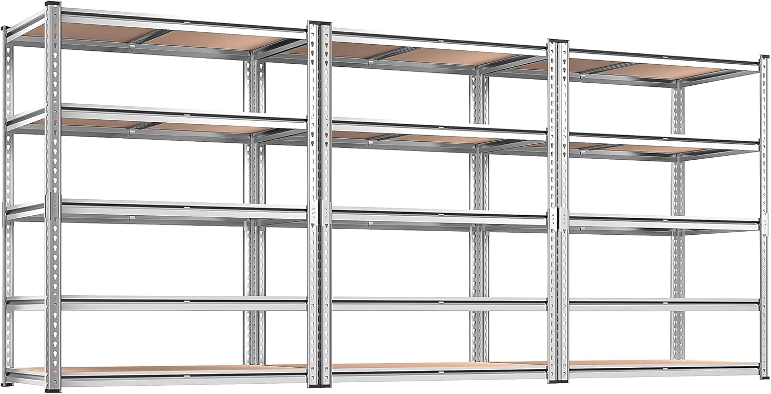 REIBII 2020LBS Storage Shelves 5 Tier Garage Shelving Heavy Duty, Adjustable Metal Shelving Unit, Garage Shelves for Basement, Warehouse, Pantry, Closet, Kitchen 72" H x 35.55" W x 16" D, Black