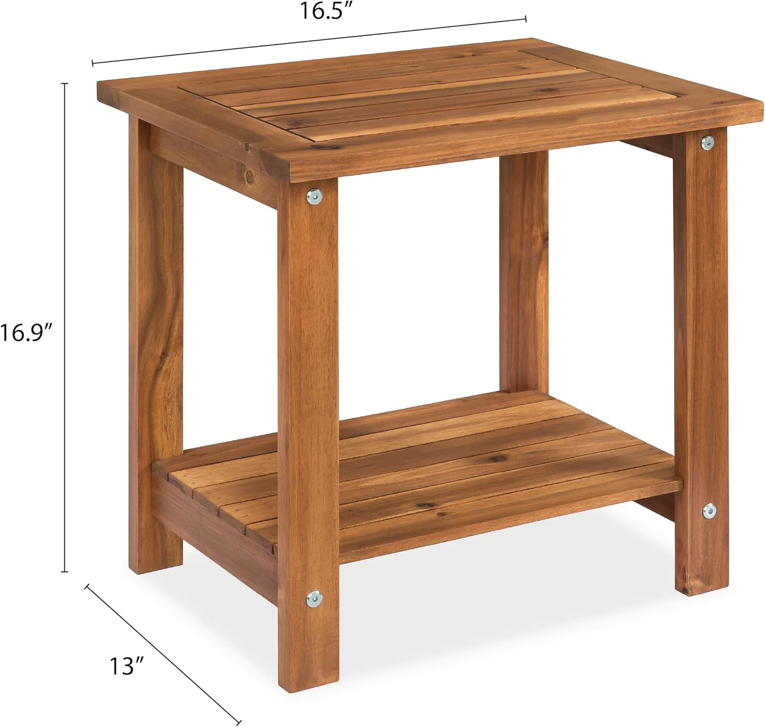Double Adirondack Side Table, Weather-Resistant Rectangular End Table for Patio, Garden, Lawn, and Living Room. Ideal as a Stylish Indoor and Outdoor Side Table Companion, Natural