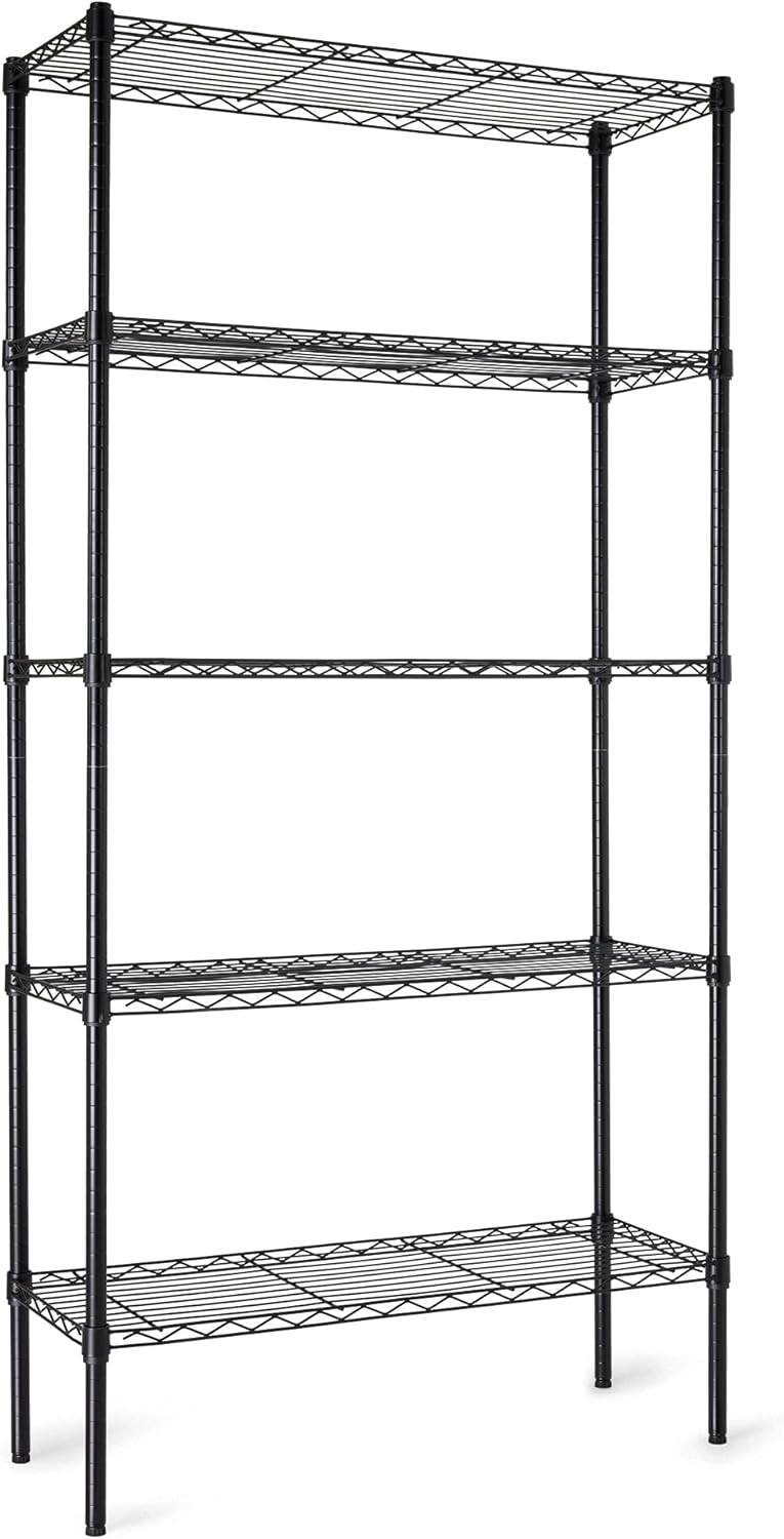 Amazon Basics 5-Shelf Adjustable Heavy Duty Steel Wire Rack Storage Shelving Organizer for Kitchen, Garage, 36" L x 14" W x 72" H, Chrome