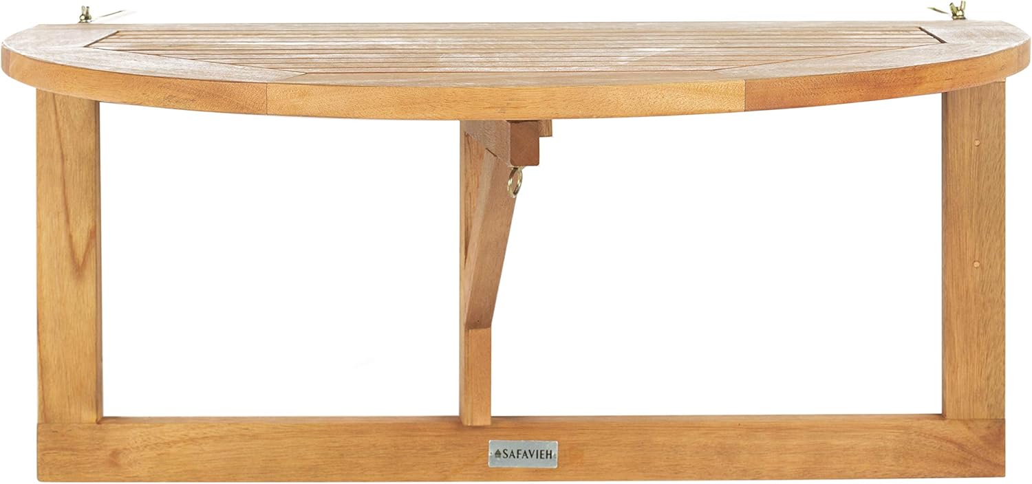 Safavieh PAT7045A Outdoor Collection Owens Natural teak wood Balcony Hanging Half Table