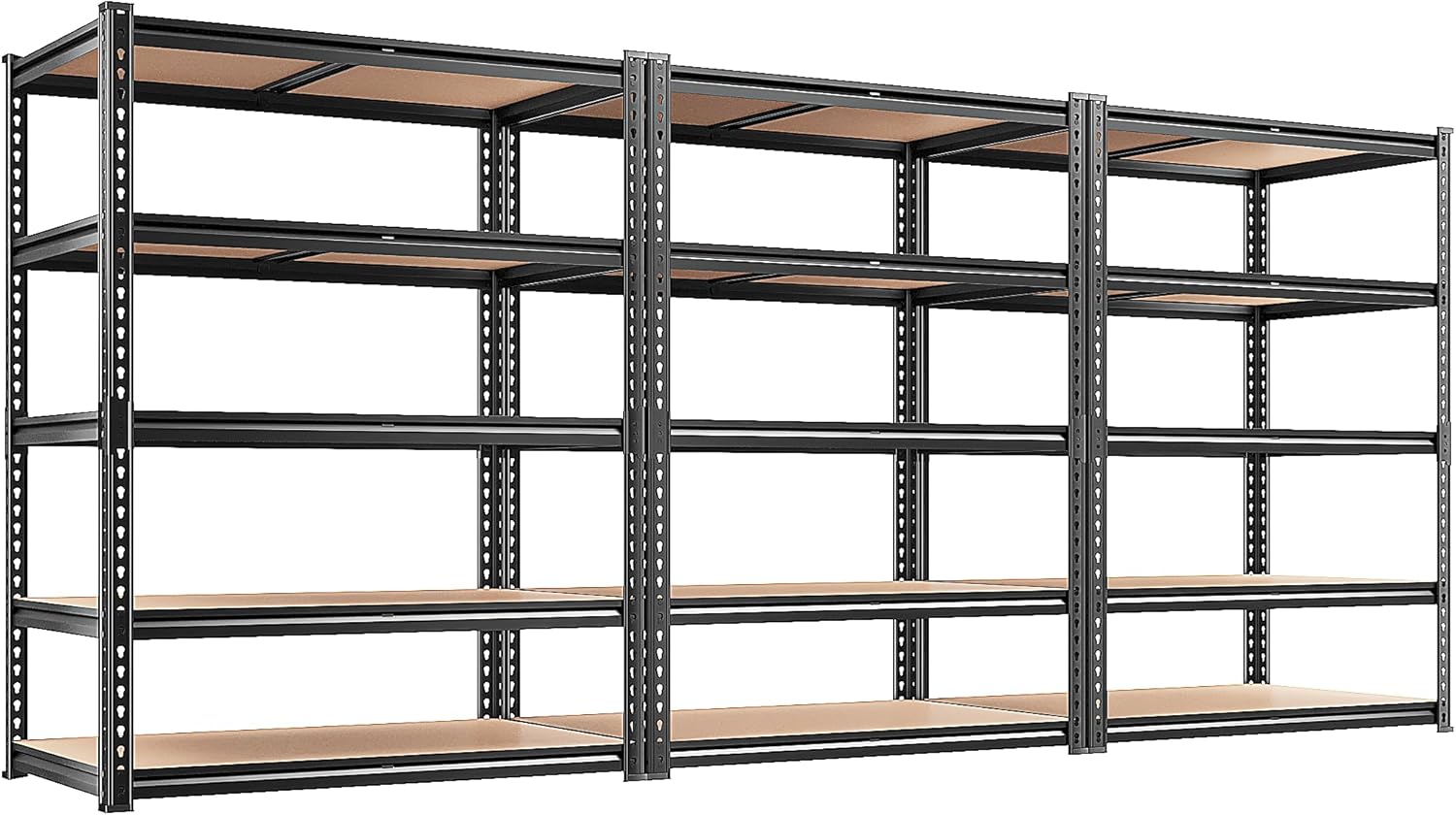 REIBII 2020LBS Storage Shelves 5 Tier Garage Shelving Heavy Duty, Adjustable Metal Shelving Unit, Garage Shelves for Basement, Warehouse, Pantry, Closet, Kitchen 72" H x 35.55" W x 16" D, Black