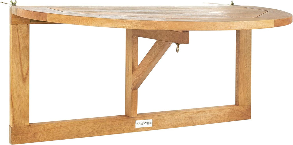 Safavieh PAT7045A Outdoor Collection Owens Natural teak wood Balcony Hanging Half Table