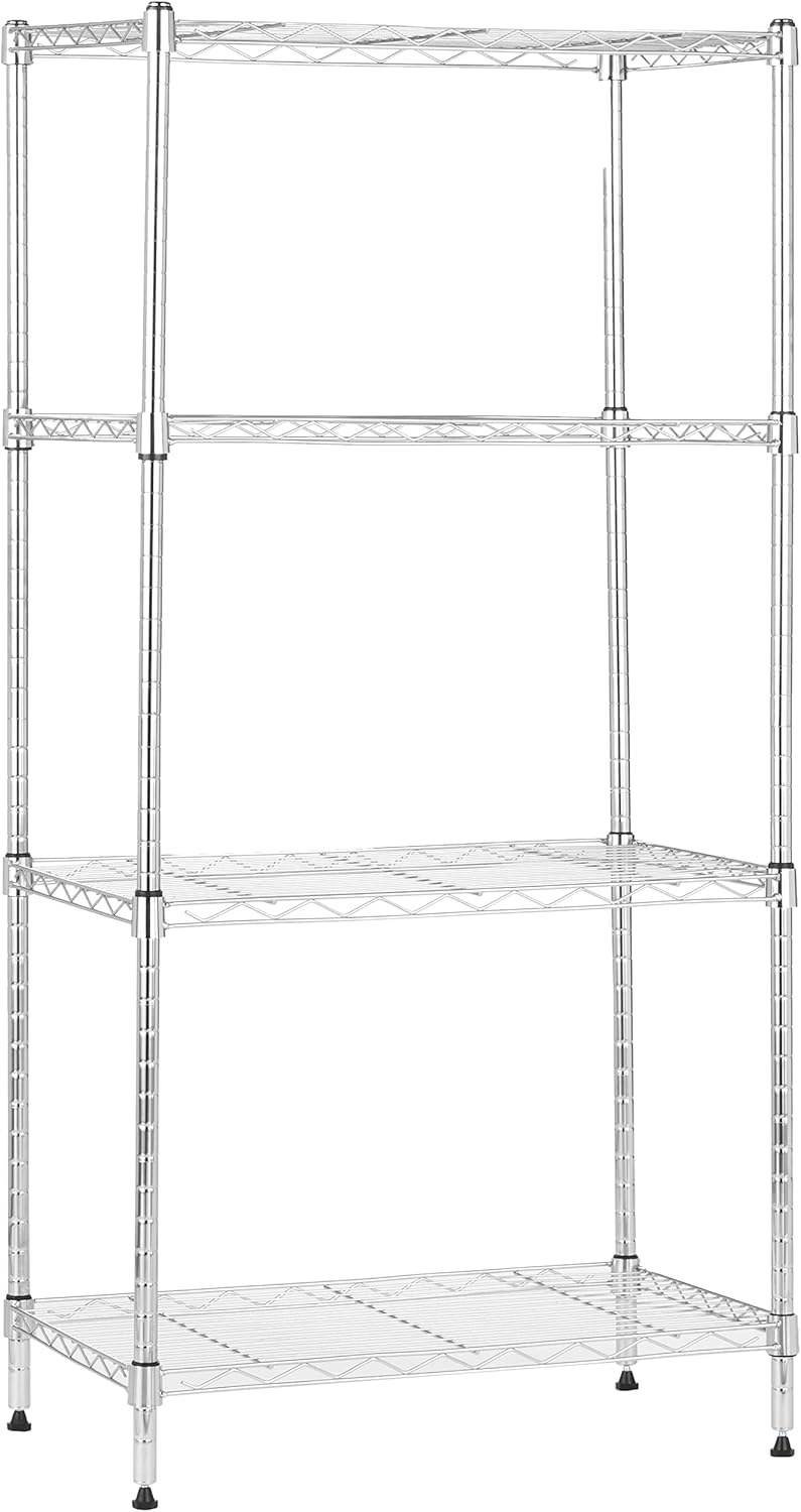 Amazon Basics 4-Shelf Steel Wire Storage Rack, Adjustable, Sturdy, Easy Assembly, 13.4 D x 23.2 W x 48 H in, Black