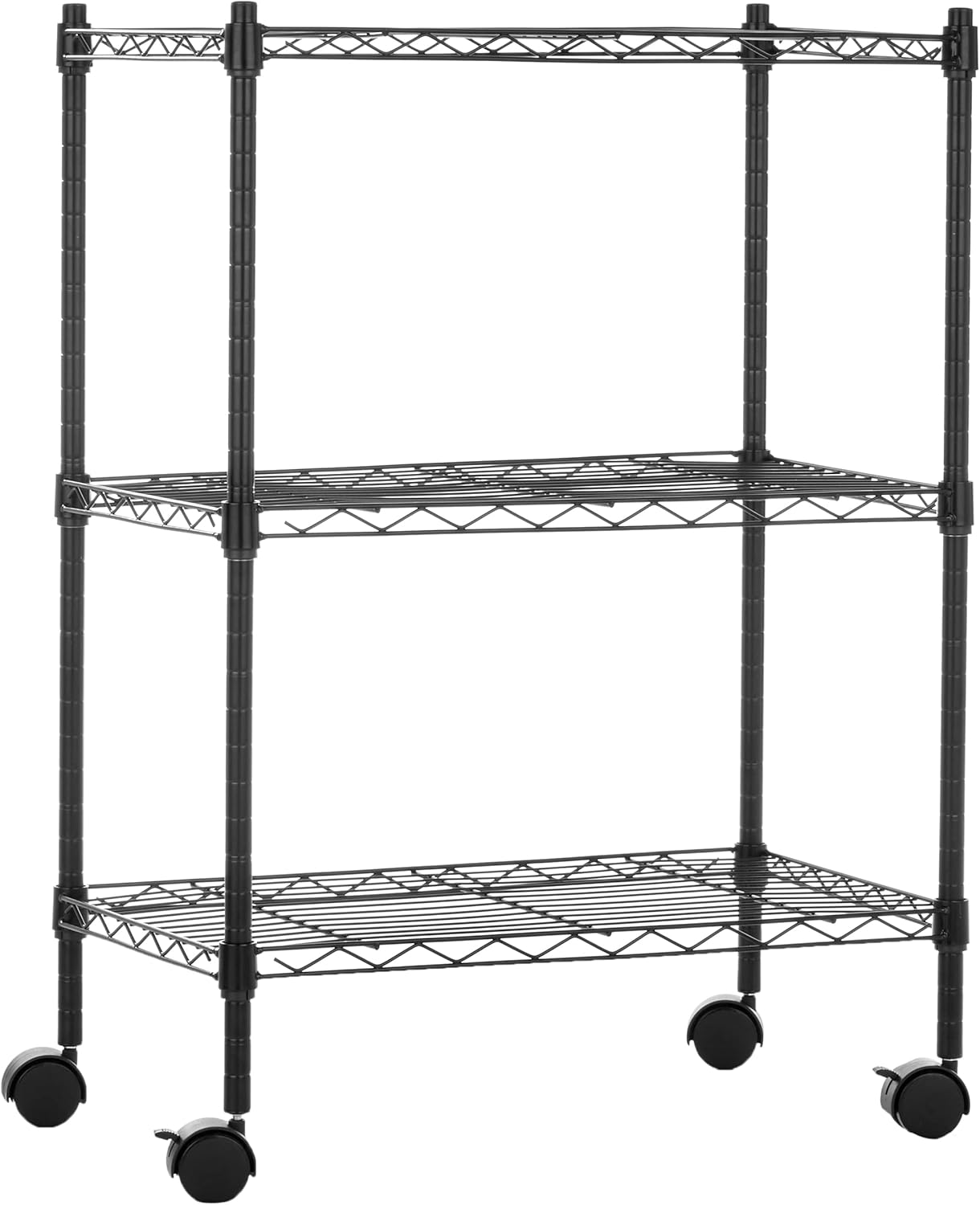 Amazon Basics 5-Shelf Adjustable, Heavy Duty Storage Shelving Unit on 4'' Wheel Casters, Metal Organizer Wire Rack, 30" L x 14" W x 64.8" H, Chrome