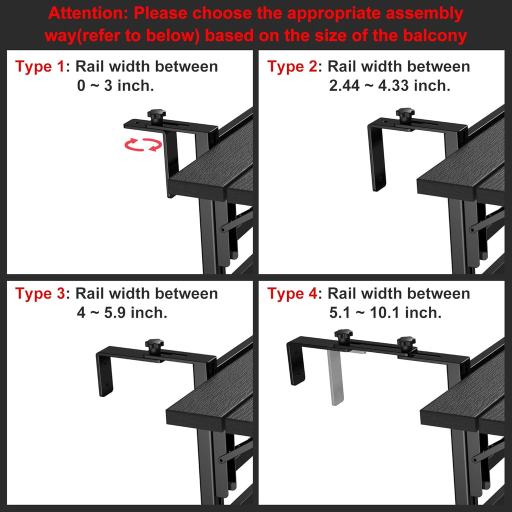 GDLF Upgraded Balcony Table Outdoor Patio Bar Table with Durable Composite Tabletop Aluminum Alloy Frame Hanging Folding Adjustable with Removable Ice Bucket, Easy Assembly (10Mins),43.5" L