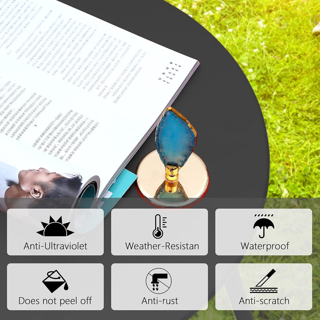 Patio Small Side Table Waterproof Round Metal Steel Weather Resistant Portable Outdoor and Indoor End Table for Garden Balcony Yard, Black