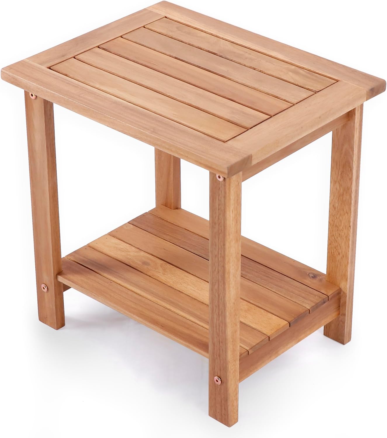 Double Adirondack Side Table, Weather-Resistant Rectangular End Table for Patio, Garden, Lawn, and Living Room. Ideal as a Stylish Indoor and Outdoor Side Table Companion, Natural
