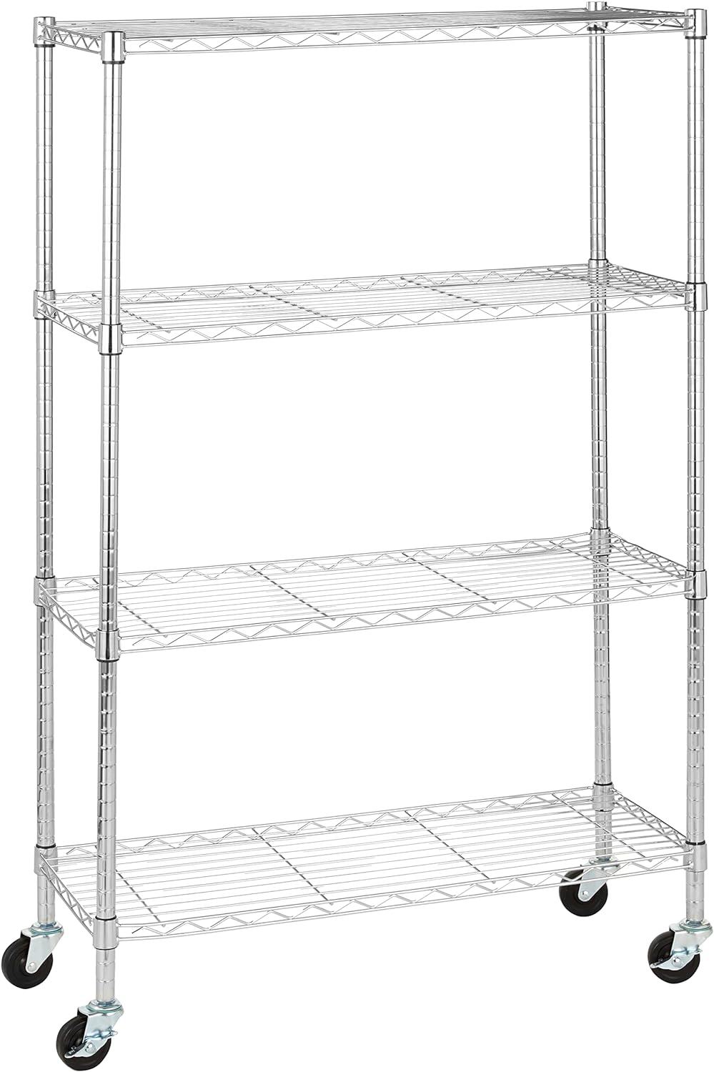 Amazon Basics 5-Shelf Adjustable, Heavy Duty Storage Shelving Unit on 4'' Wheel Casters, Metal Organizer Wire Rack, 30" L x 14" W x 64.8" H, Chrome