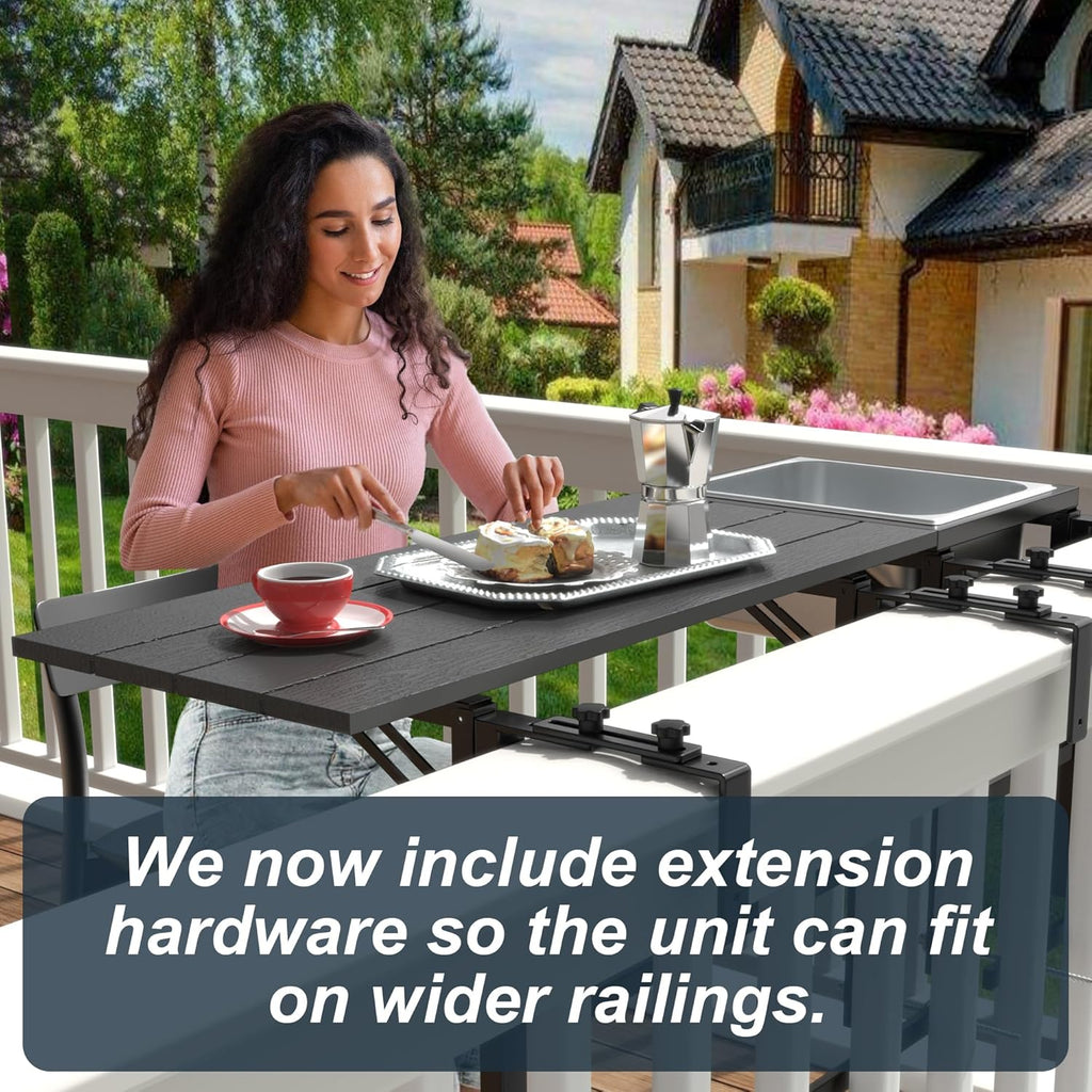 GDLF Upgraded Balcony Table Outdoor Patio Bar Table with Durable Composite Tabletop Aluminum Alloy Frame Hanging Folding Adjustable with Removable Ice Bucket, Easy Assembly (10Mins),43.5" L