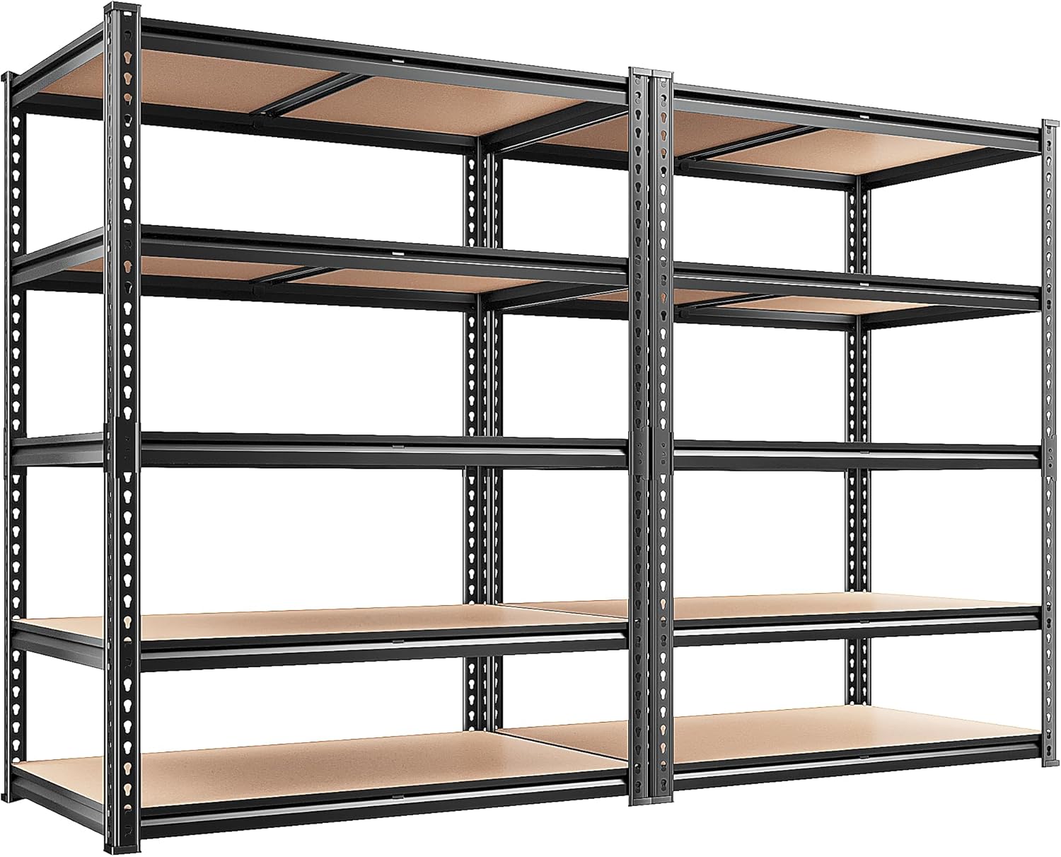 REIBII 2020LBS Storage Shelves 5 Tier Garage Shelving Heavy Duty, Adjustable Metal Shelving Unit, Garage Shelves for Basement, Warehouse, Pantry, Closet, Kitchen 72" H x 35.55" W x 16" D, Black