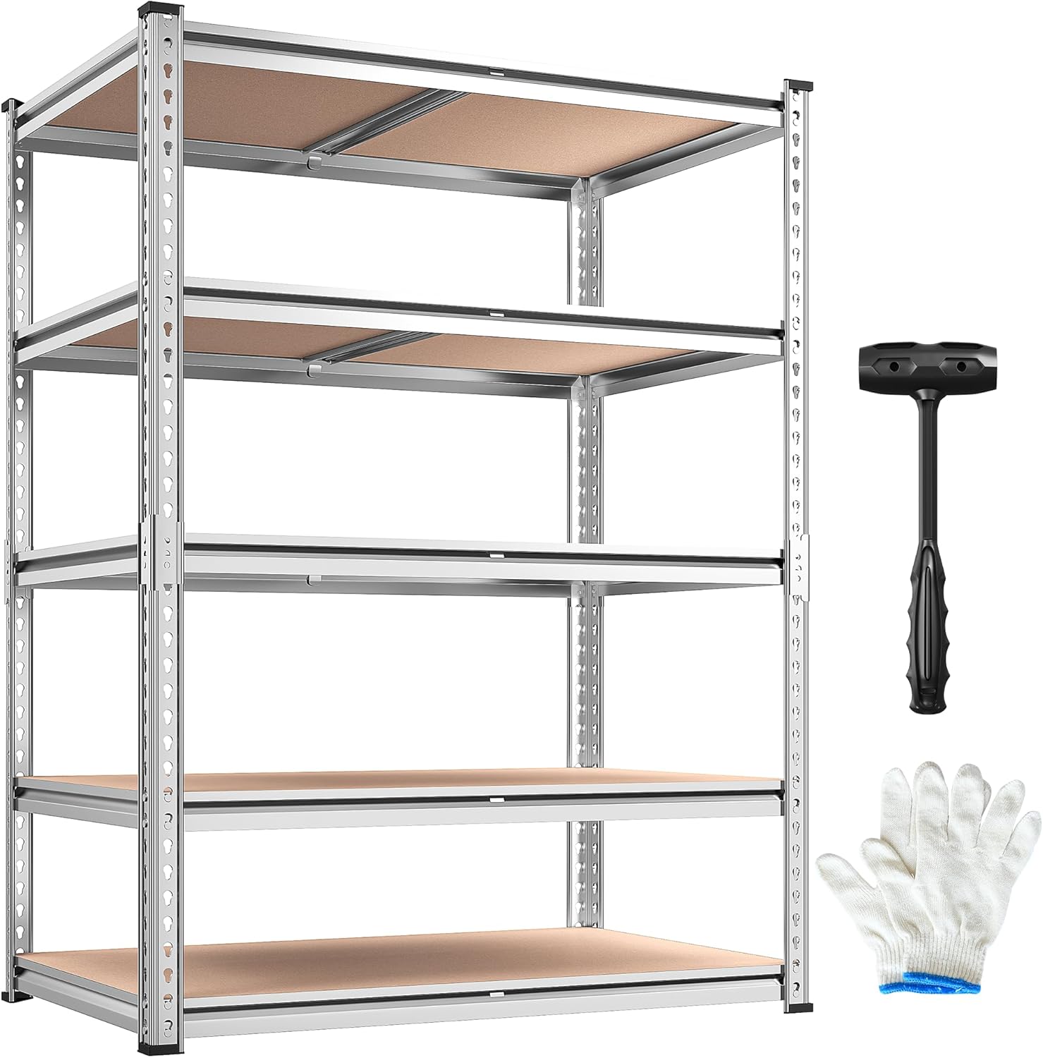 REIBII 2020LBS Storage Shelves 5 Tier Garage Shelving Heavy Duty, Adjustable Metal Shelving Unit, Garage Shelves for Basement, Warehouse, Pantry, Closet, Kitchen 72" H x 35.55" W x 16" D, Black